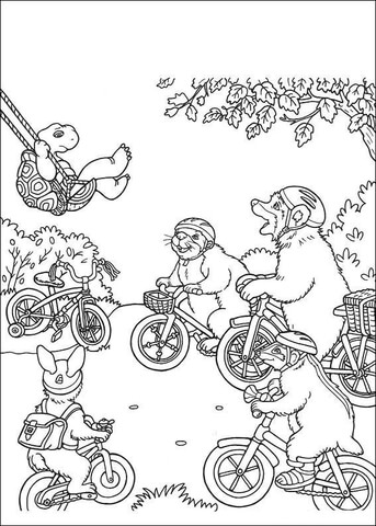 Franklin'S Friend Ask Him To Playing Bicycle  Coloring Page